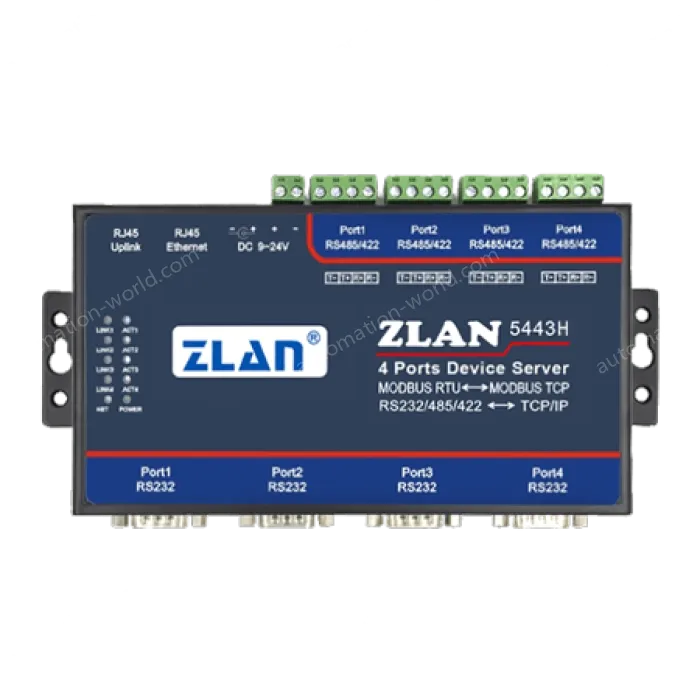 4 RS232 serial ports and 4 RS422/485 serial ports Serial Device Server