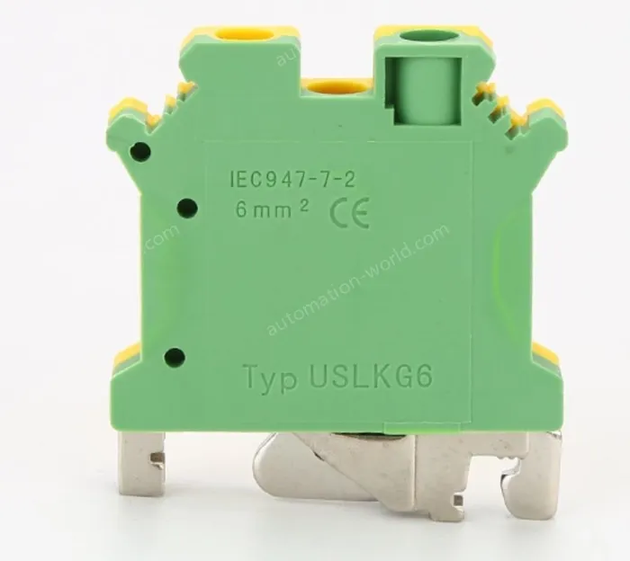 USLKG-6 DIN Rail Terminal Block DIN rail type two-color insulated terminal strip straight-through terminal block
