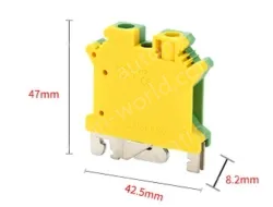 USLKG-6 DIN Rail Terminal Block DIN rail type two-color insulated terminal strip straight-through terminal block